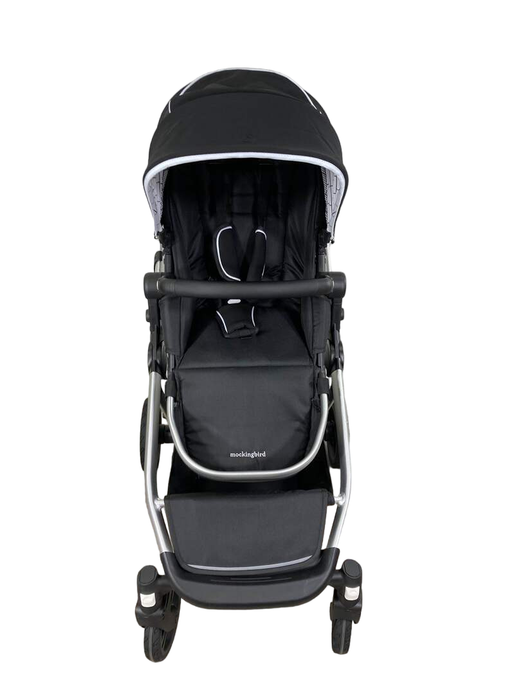 secondhand Mockingbird Single to Double Stroller, 2023, Silver with Black Leather, Windowpane, Black