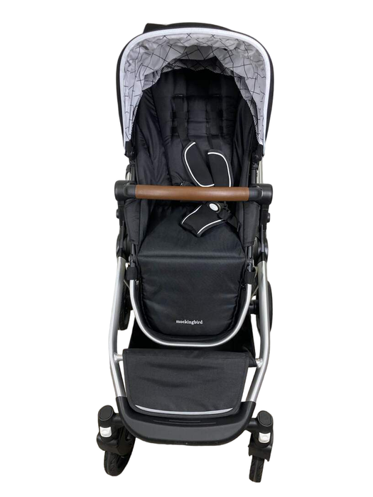 secondhand Mockingbird Single to Double Stroller, 2022, Silver with Penny Leather, Windowpane, Black