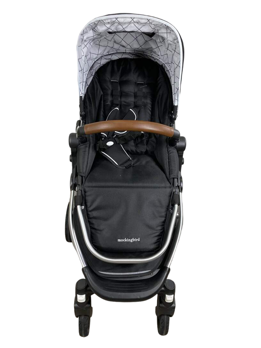 secondhand Mockingbird Single Stroller, 2022, Black, Windowpane, Silver With Penny Leather