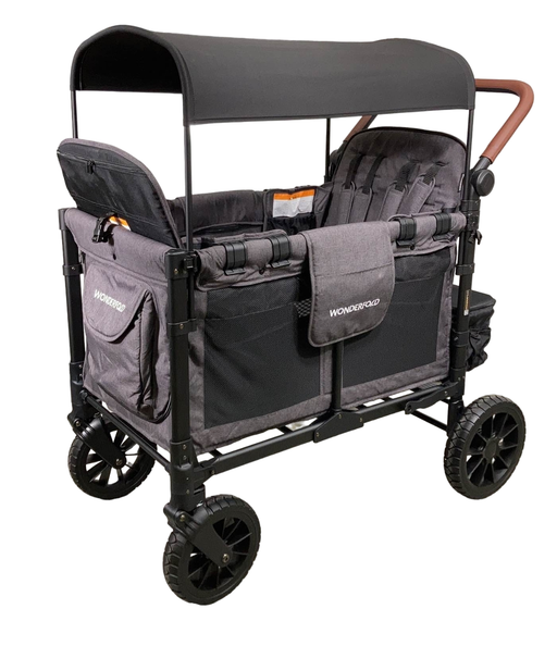 used Wonderfold W4 Luxe Quad Stroller Wagon, Charcoal Grey with Black Frame, 2023