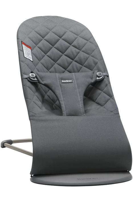 used BabyBjorn Bouncer Bliss, Dark Gray Frame, Anthracite Cotton Classic Quilt