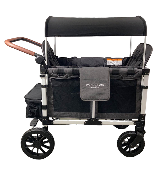 secondhand Wonderfold W4 Luxe Quad Stroller Wagon, 2023, Charcoal Grey with White Frame