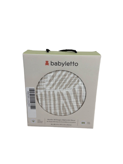 used Babyletto Muslin All-Stages Midi Crib Sheet, Oat Stripe