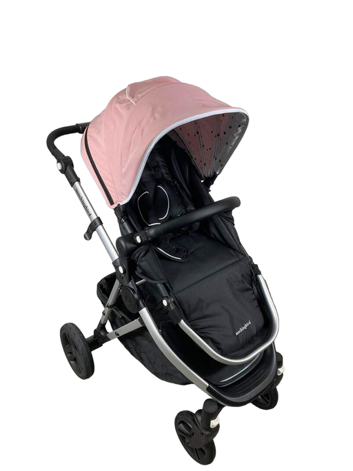 used Mockingbird Single Stroller, 2023, Bloom, Watercolor Drops, Silver With Black Leather