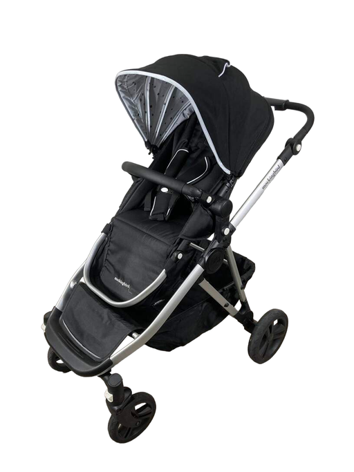 secondhand Mockingbird Single to Double Stroller, 2023, Silver with Black Leather, Watercolor Drops, Black