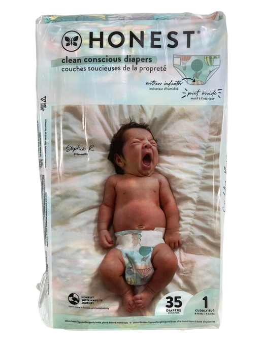 used Honest Company Club Box Diapers, Size 1, 35 Count, Above It All