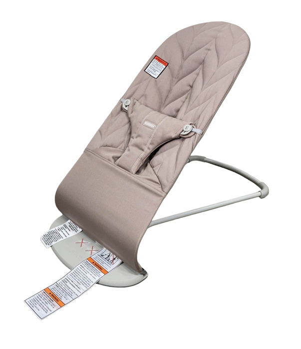 used BabyBjorn Bouncer Bliss, Light Gray Frame, Sand Grey Cotton Petal Quilt