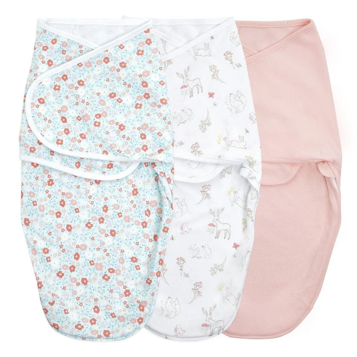 used Aden + Anais Essentials Easy Wrap Swaddle, 3 Pack, Fairy Tale Flowers