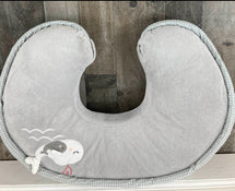 used Boppy Nursing and Infant Support Luxe Pillow, Gray and white