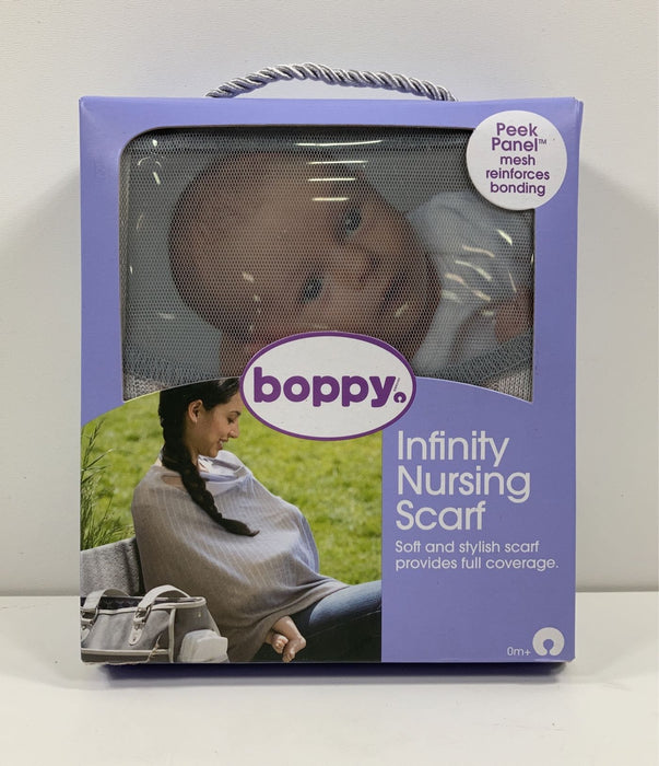 used Boppy Infinity Nursing Scarf, Silver Gray