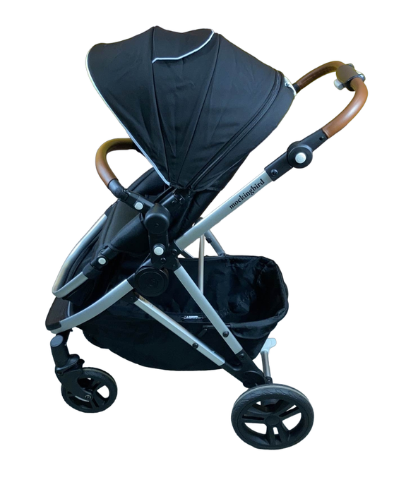 secondhand Mockingbird Single Stroller, 2023, Black, Windowpane, Silver With Penny Leather