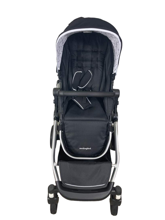 secondhand Mockingbird Single to Double Stroller, 2023, Windowpane, Silver with Black Leather, Black