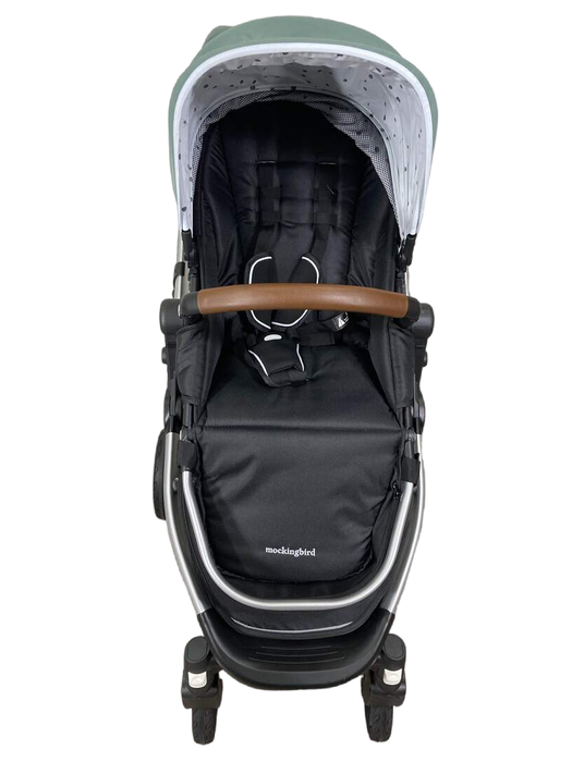 secondhand Mockingbird Single Stroller, 2023, Sage, Watercolor Drops, Silver With Penny Leather