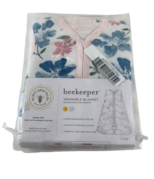 used Burt's Bees Baby Beekeeper Wearable Blanket, Medium, 1.5 TOG (Medium Weight), blue flowers