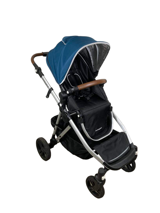 used Mockingbird Single to Double Stroller, 2023, Silver with Penny Leather, Windowpane, Sea