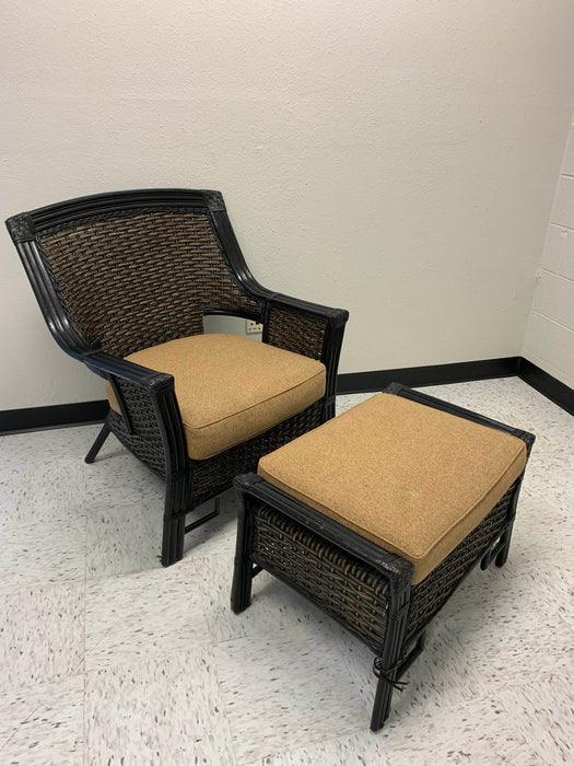 secondhand Pier One Wicker Chair and Ottoman