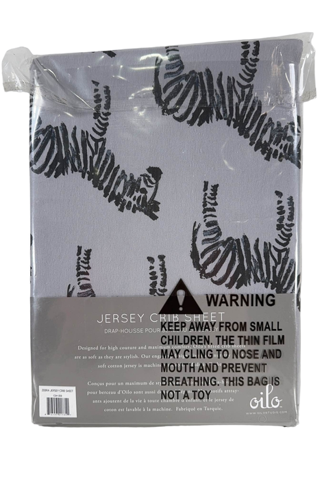 secondhand Oilo Studios Jersey Crib Sheet, Zebra