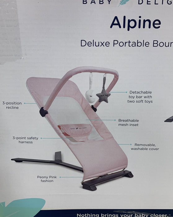 secondhand Baby Delight Go With Me Alpine Deluxe Portable Bouncer, Peony Pink