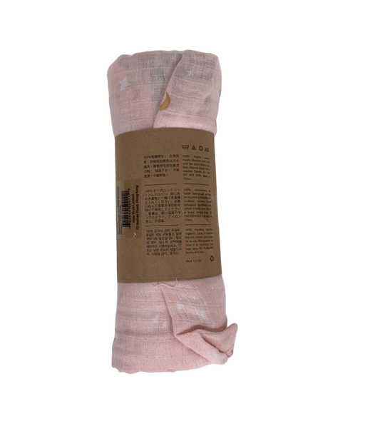 secondhand Malabar Baby Organic Cotton Muslin Swaddle, Pink Castle