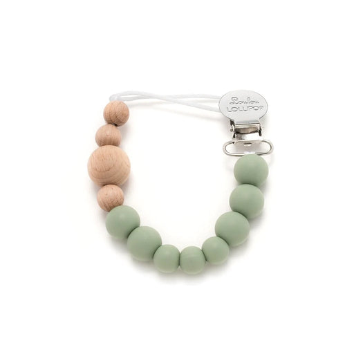 used LouLou Lollipop Pacifier Clip, Colour Block, Sage Green