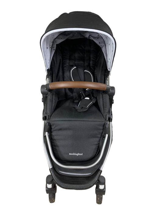 secondhand Mockingbird Single Stroller, 2023, Black, Watercolor Drops, Silver With Penny Leather