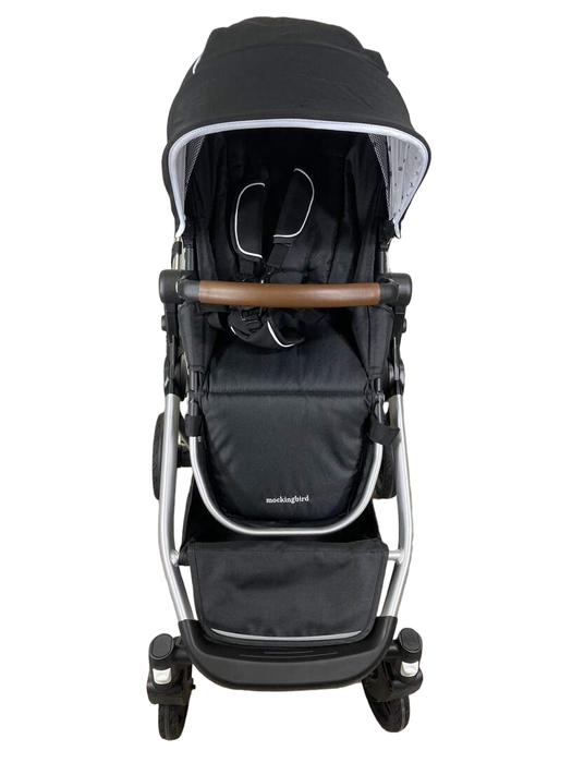 secondhand Mockingbird Single to Double Stroller, 2022, Silver with Penny Leather, Watercolor Drops, Black