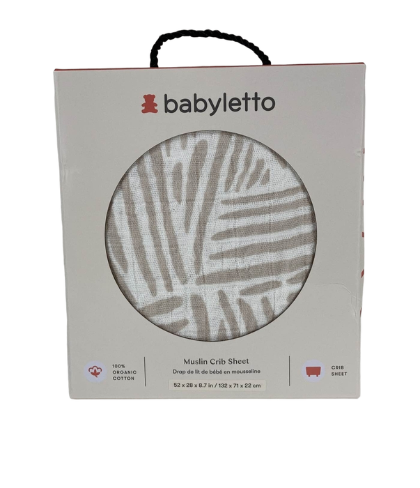 used Babyletto Muslin Crib Sheet, Oat Stripe