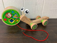 secondhand Hape Walk-A-Long Snail Toddler Wooden Pull Toy