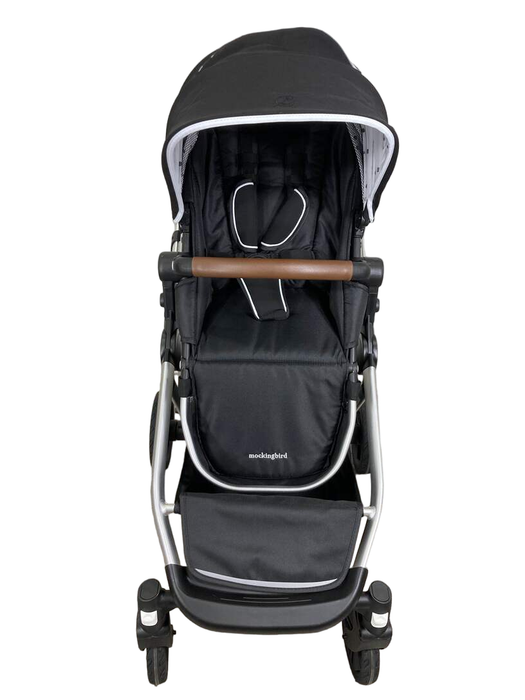 secondhand Mockingbird Single to Double Stroller, 2022, Silver with Penny Leather, Watercolor Drops, Black