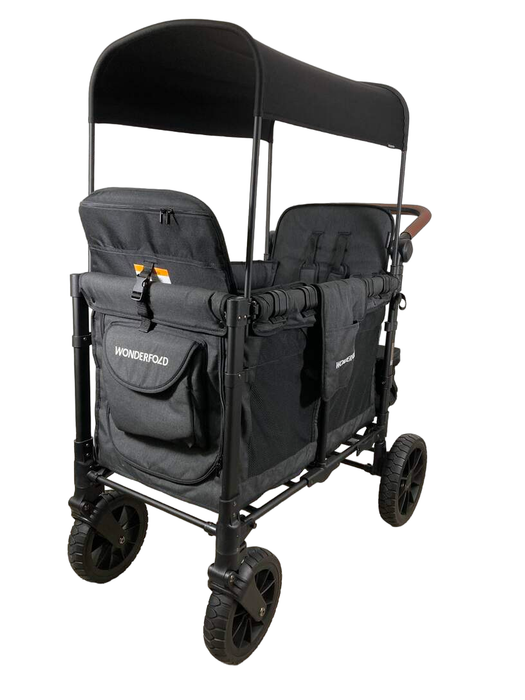 secondhand Wonderfold W2 Luxe Multifunctional Double Stroller Wagon, 2023, Charcoal Black