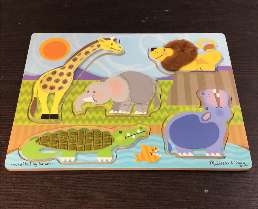 used Melissa & Doug First Play Wooden Touch And Feel Puzzle