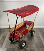 used Radio Flyer Classic Steel and Wood Wagon with Canopy & All-Terrain Air Tires