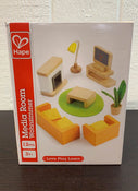 used Hape Wooden Doll House: Furniture Media Room Set