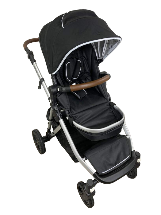 used Mockingbird Single to Double Stroller, 2023, Watercolor Drops, Black , Silver with Penny Leather