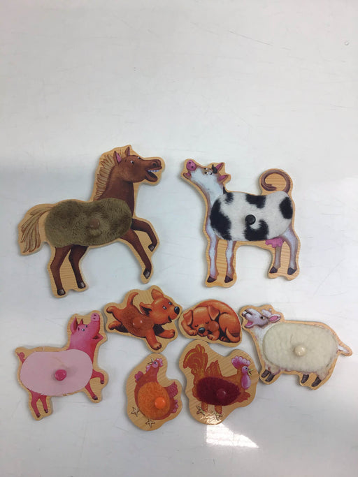 secondhand Little Farm Puppy Wooden Peg Puzzle And Book