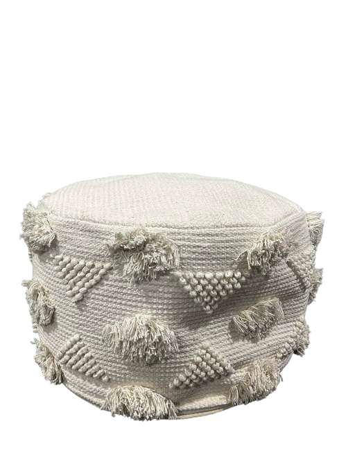 used Crate & Kids Dottie Macrame Woven Kids Pouf, Natural