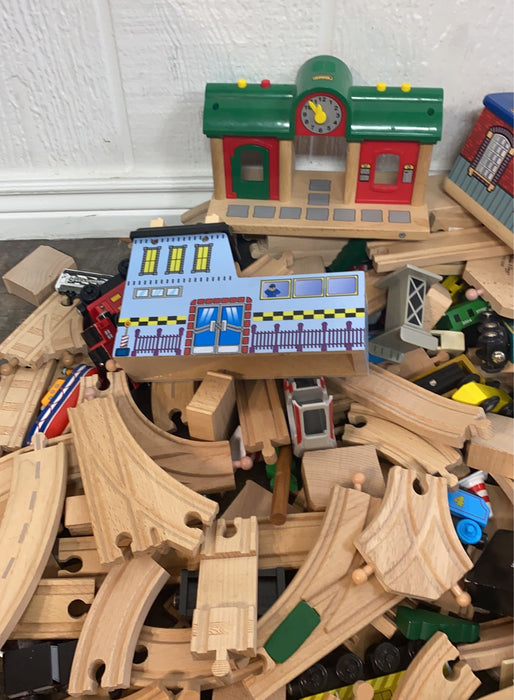 secondhand BUNDLE Wooden Trains And Tracks