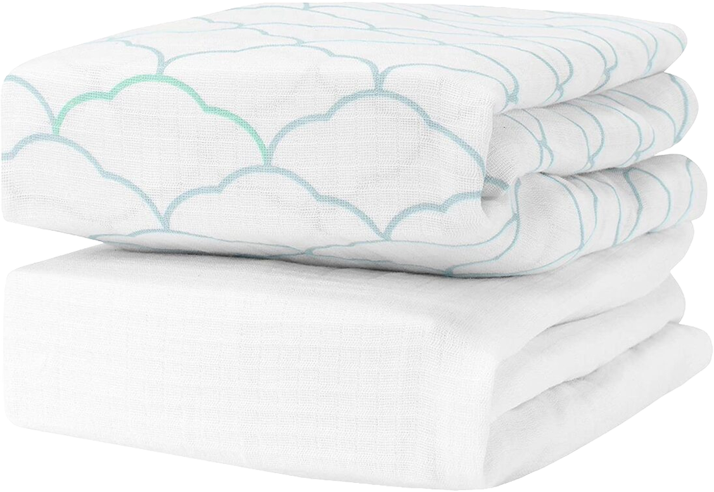 Newton 2 Pack Crib Sheets, Dreamweaver Moonstone Mist and White