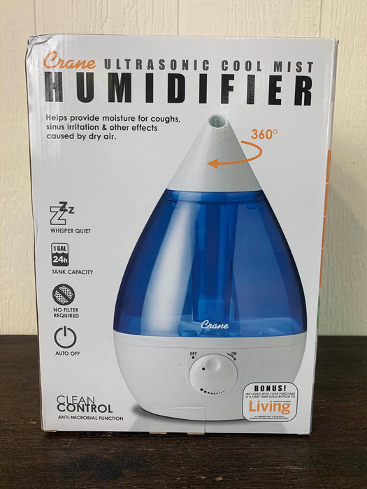 used Crane Filter-Free Droplet Cool Must Humidifier, White/Blue