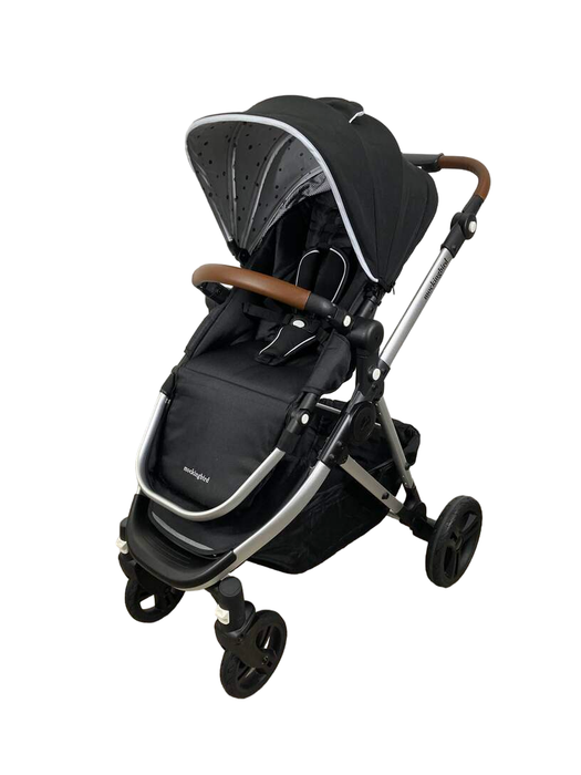 secondhand Mockingbird Single Stroller, 2023, Black, Watercolor Drops, Silver With Penny Leather