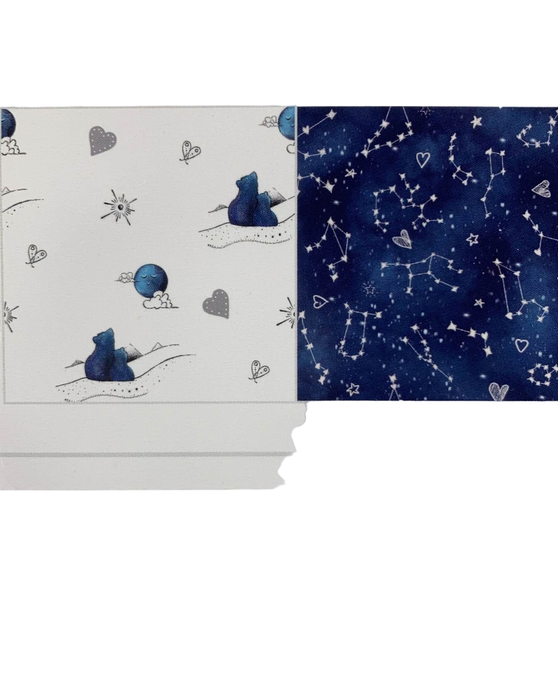 secondhand JumpOff Jo 2 Pack Fitted Crib Sheets, Galaxy & Blue Bears