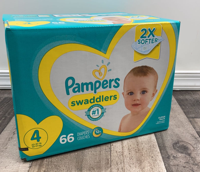 used Pampers Swaddlers Diapers, Size 4 66 Count