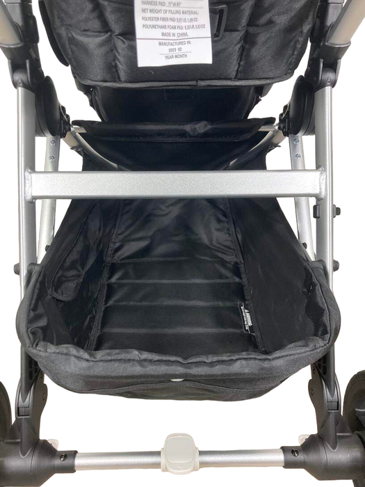 Mockingbird Single Stroller, 2023, Black, Windowpane, Silver With Penny Leather