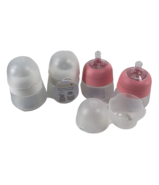 used Nanobébé Flexy Silicone Baby Bottles, 5oz, 4-Pack, Pink-White