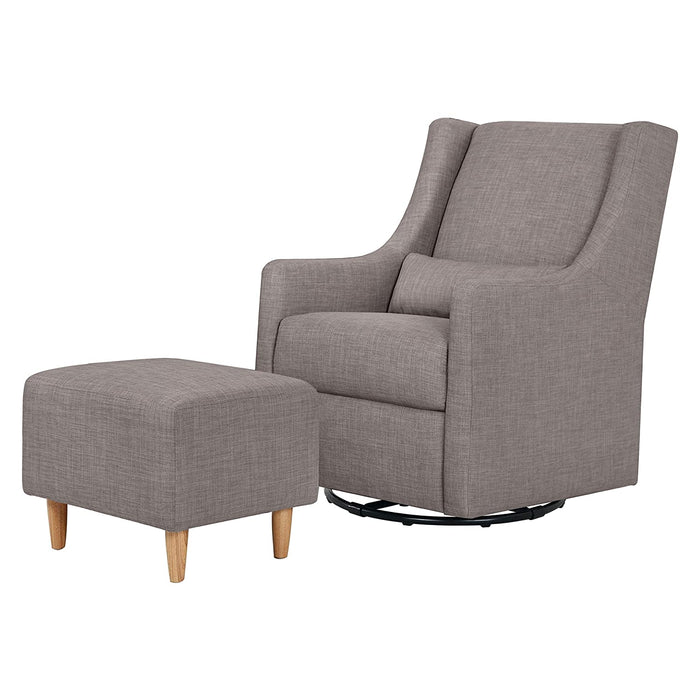 Babyletto Toco Swivel Glider And Ottoman, Grey Tweed