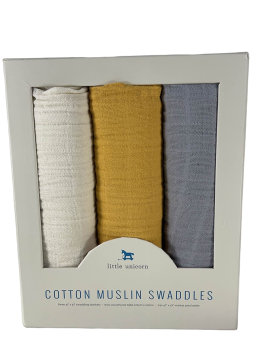 secondhand Little Unicorn Cotton Muslin Swaddles 3-Pack, Mustard