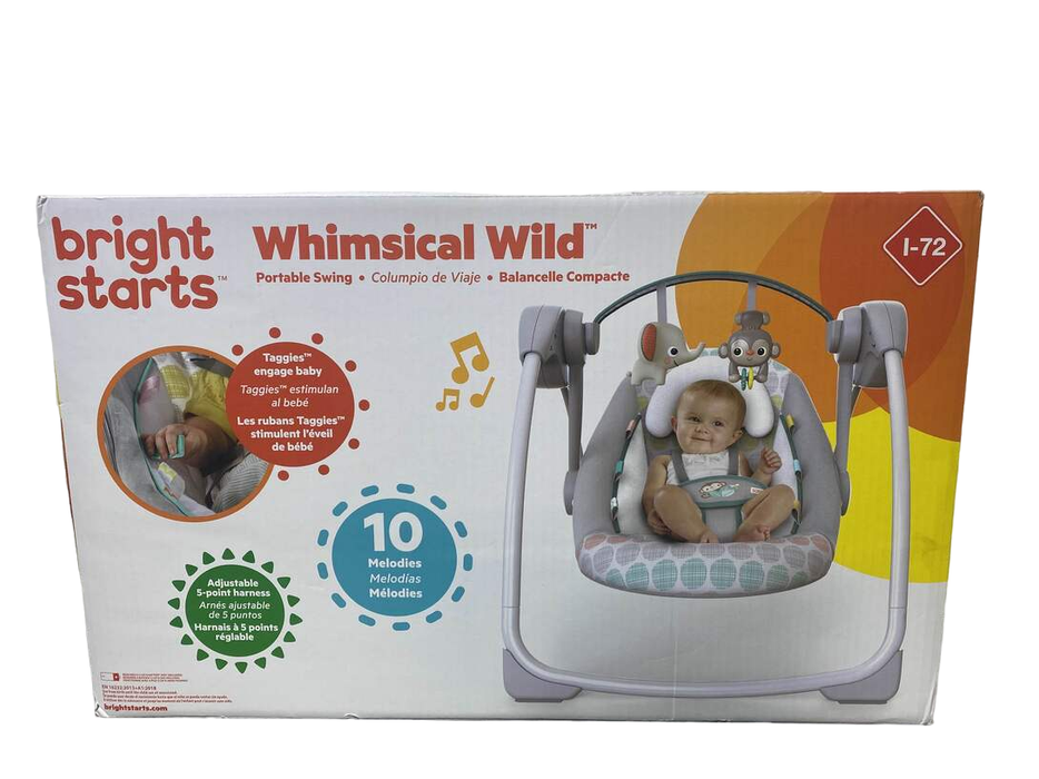 used Bright Starts Portable Swing, Whimsical Wild