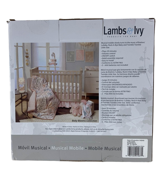 secondhand Lambs & Ivy Musical Crib Mobile, Baby Blooms Collection