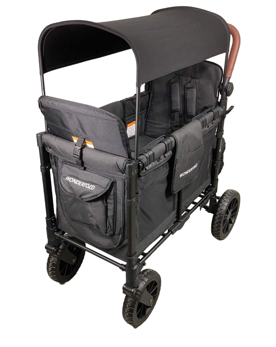 secondhand Wonderfold W2 Luxe Multifunctional Double Stroller Wagon, 2023, Volcanic Black