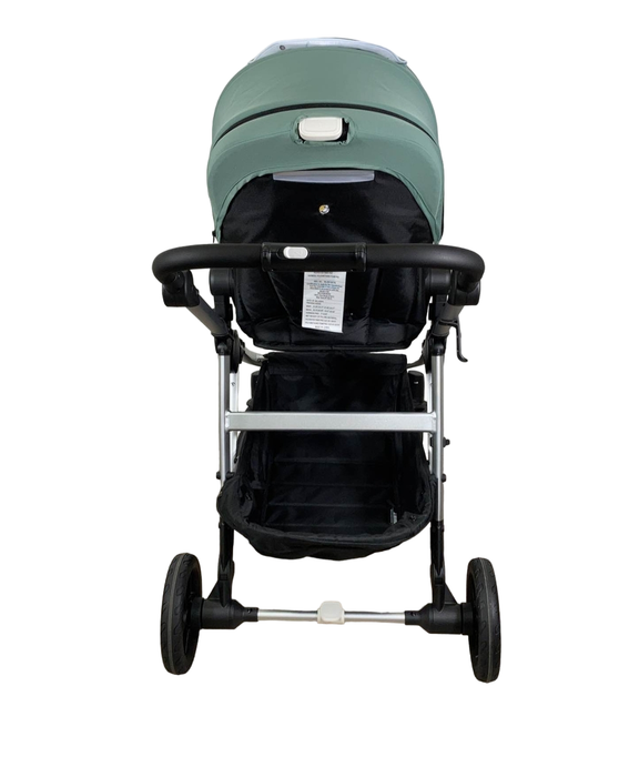 Mockingbird Single to Double Stroller, 2023, Silver with Black Leather, Watercolor Drops, Sage